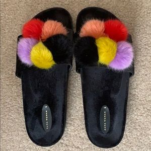 Zara Pom Pom Velvet Slides- Size 41